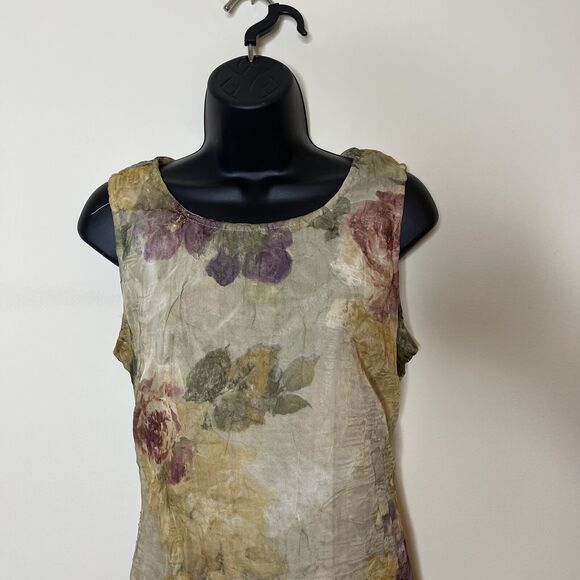 Vtg DAWN JOY Romantic Floral Maxi Dress Crinkle 90s Whimsigoth Fairy Grunge - 10 - Picture 2 of 6